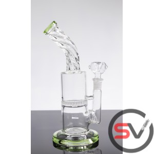 TWISTED NECK HONEYCOMB GLASS WATER PIPE 9inch